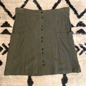 Olive Green Linen Skirt